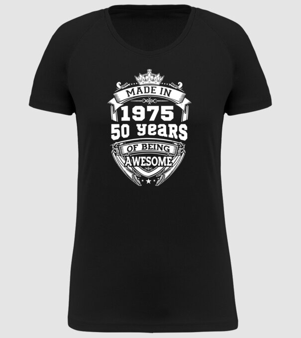 Made in awesome 1975 model negru pe tricou