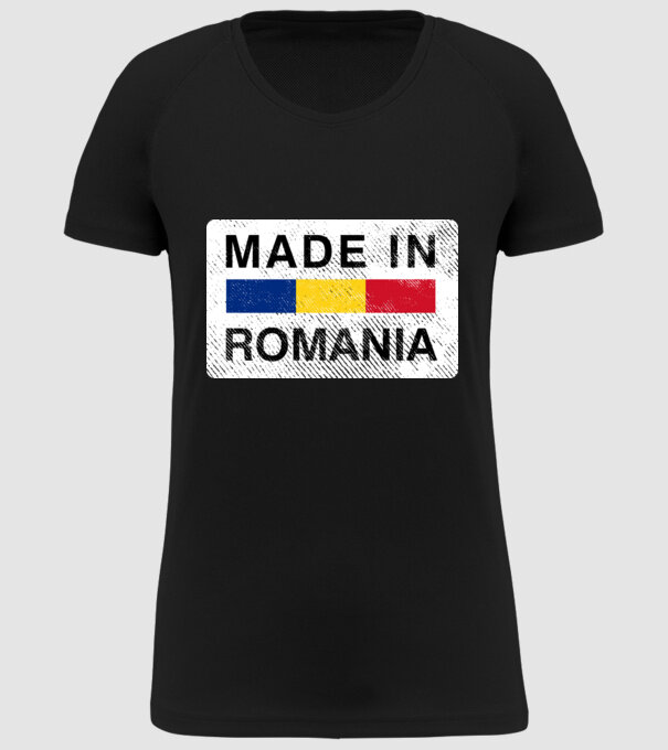 made in romania model negru pe tricou