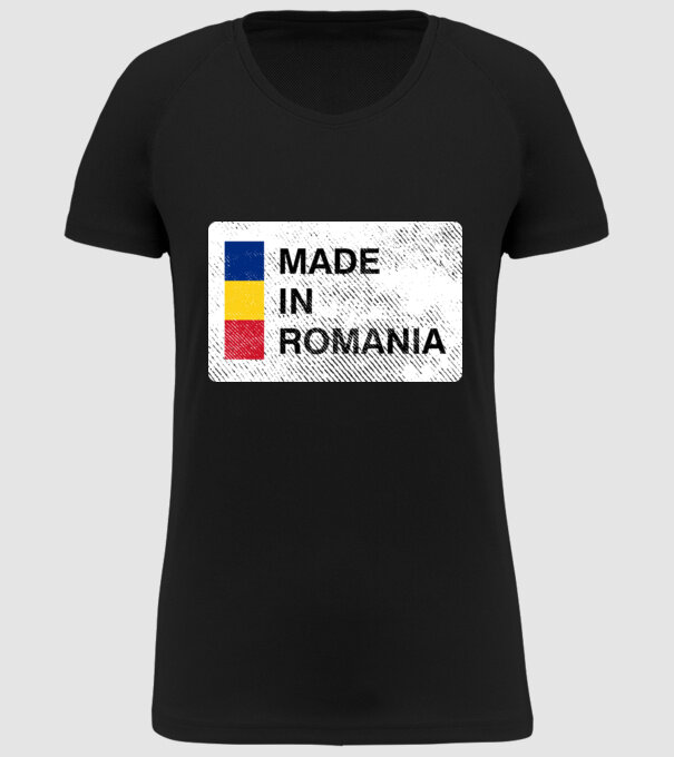 made in romania model negru pe tricou