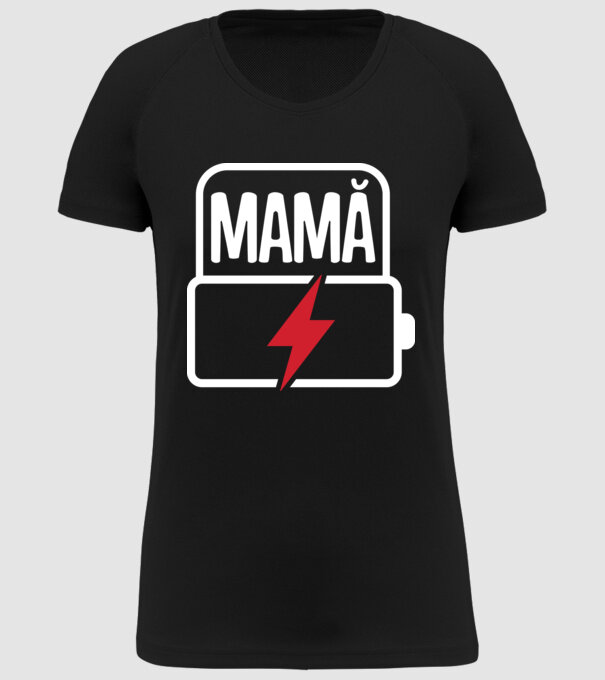 Mamă la încărcat model negru pe tricou
