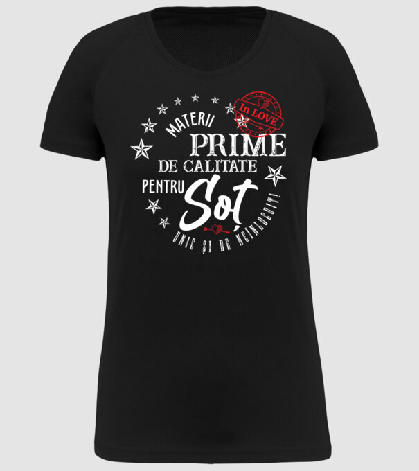 Materii prime de calitate pentru soț model negru pe tricou