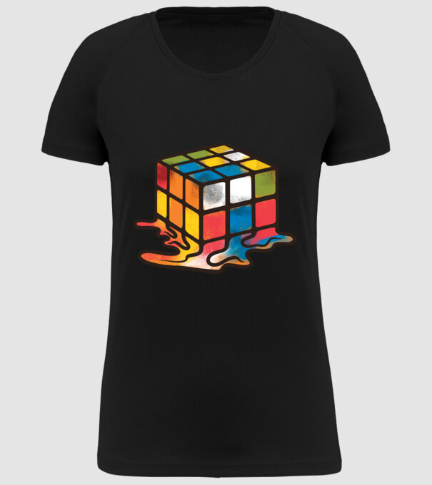 Melted Rubik model negru pe tricou