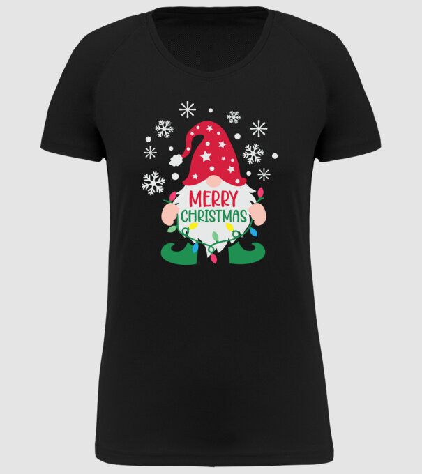 Merry christmas gnome model negru pe tricou