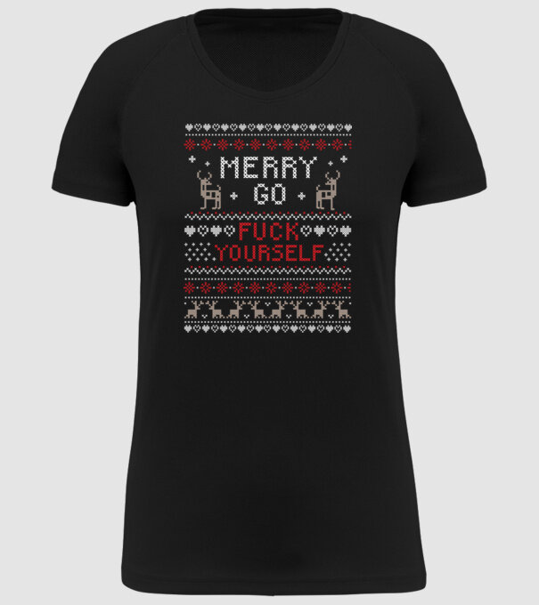 Merry go fuck yourself model negru pe tricou