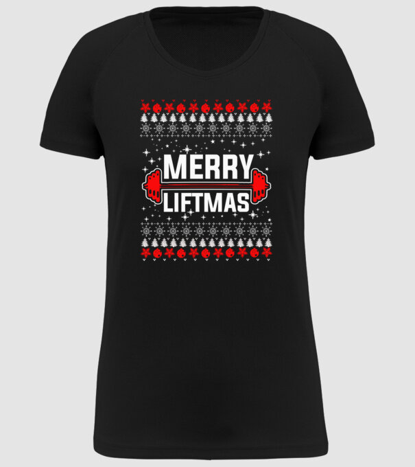 Merry liftmas 1 model negru pe tricou