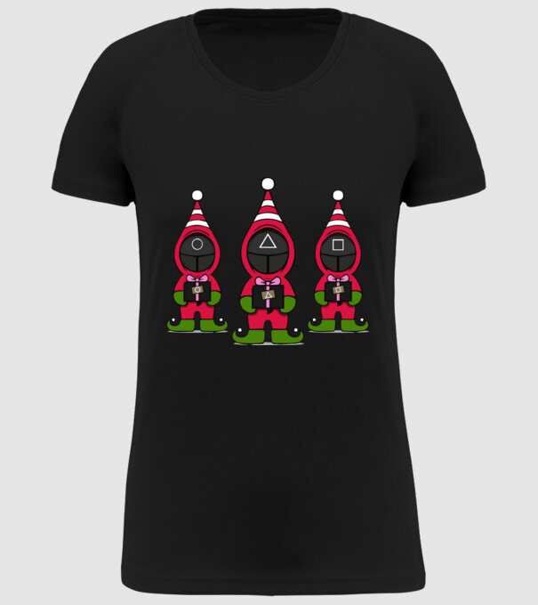 merry squid game model negru pe tricou