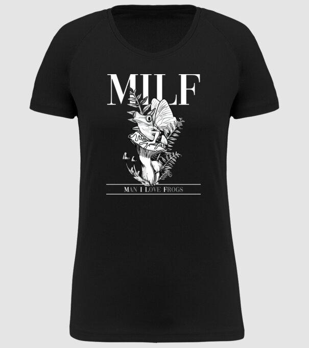 MILF man i love frogs model negru pe tricou