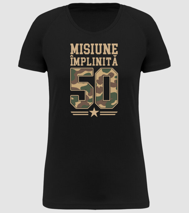 Misiune împlinită 50 model negru pe tricou