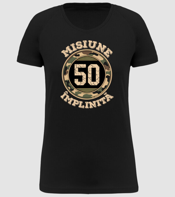 Misiune împlinită 50 model negru pe tricou