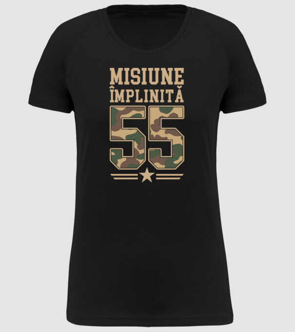 Misiune împlinită 55 model negru pe tricou