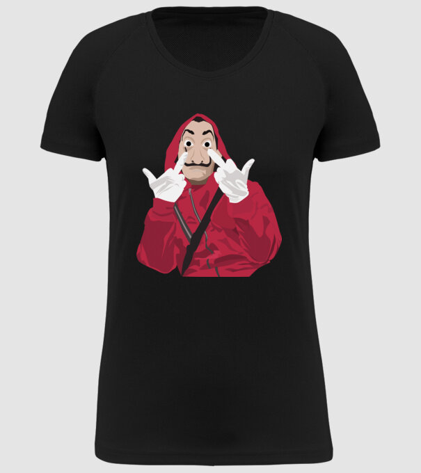 money heist fcku model negru pe tricou