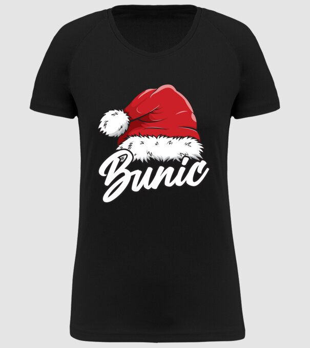 bunic Santa Hat model negru pe tricou
