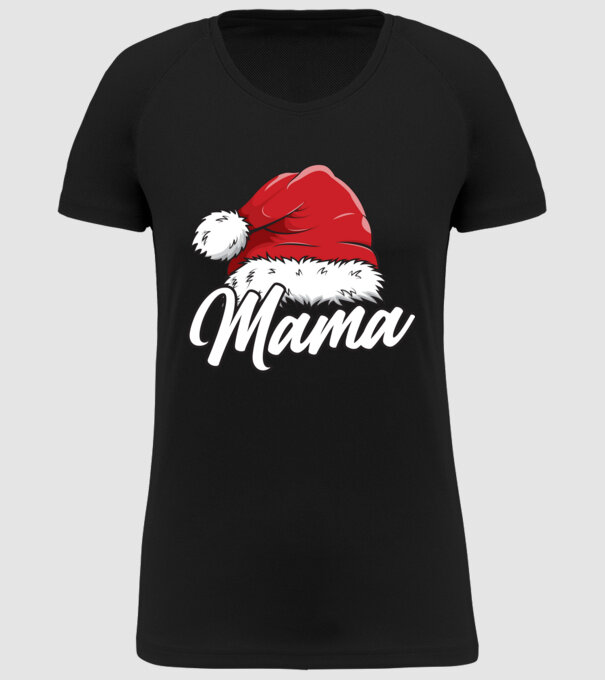 mama Santa Hat model negru pe tricou