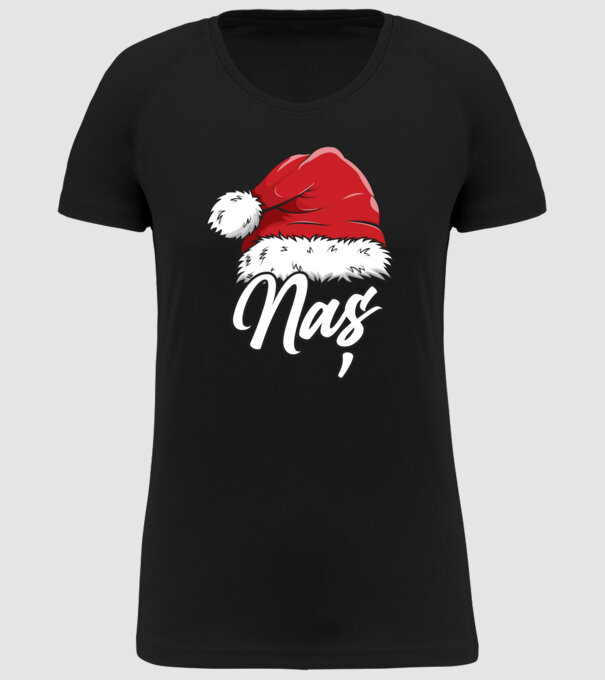 naș Santa Hat model negru pe tricou