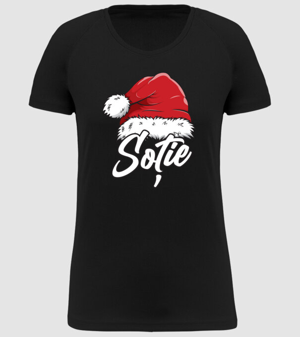 soție Santa Hat model negru pe tricou