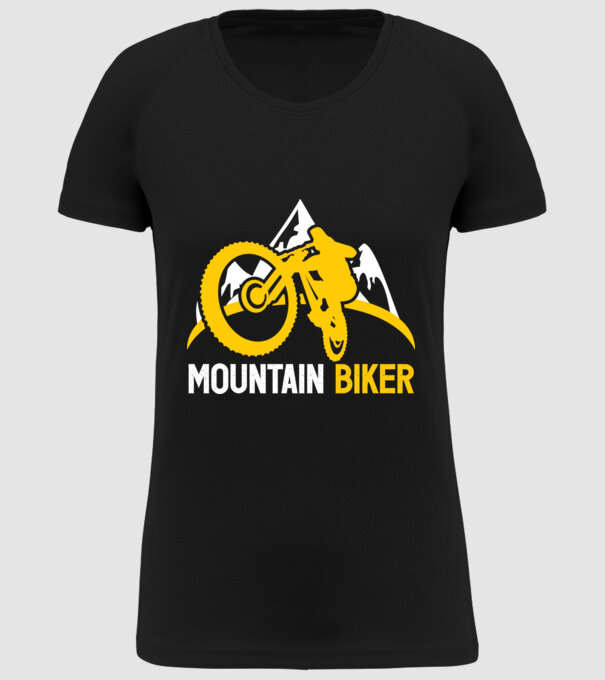 mountain biker model negru pe tricou