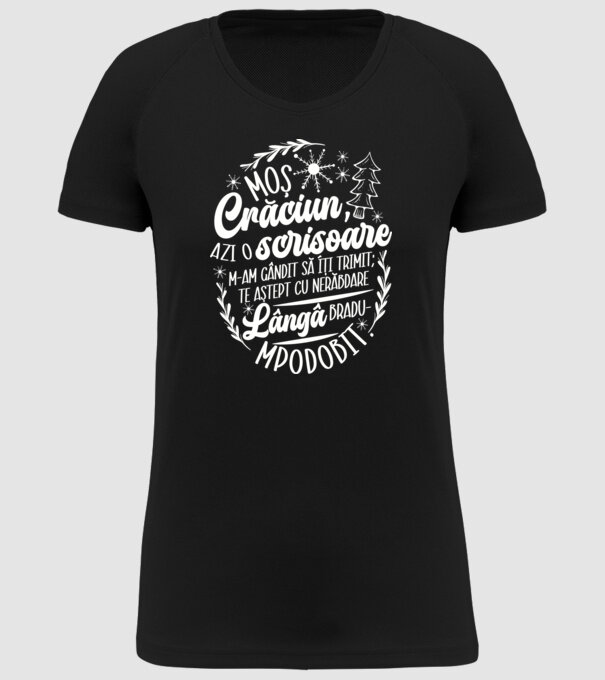 Moş Crăciun model negru pe tricou