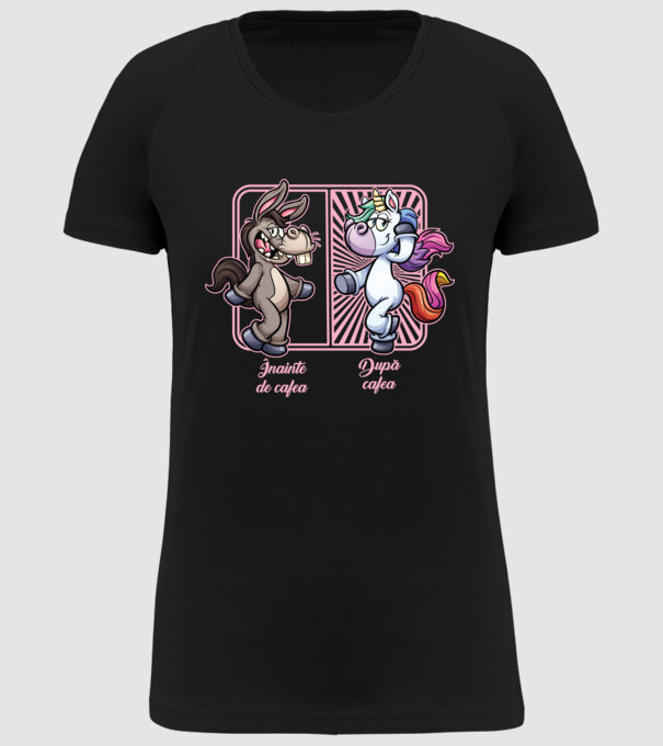Înainte de cafea model negru pe tricou