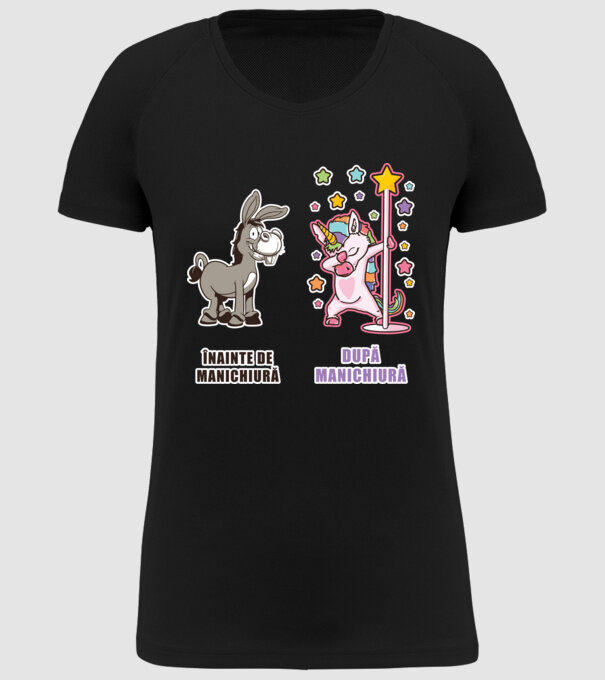 Înainte de manichiură - După manichiură model negru pe tricou