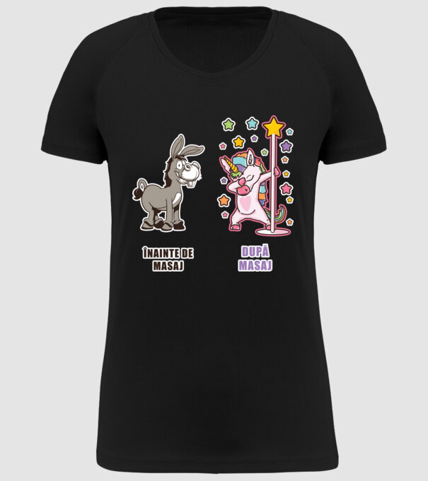 Înainte de masaj - După masaj model negru pe tricou
