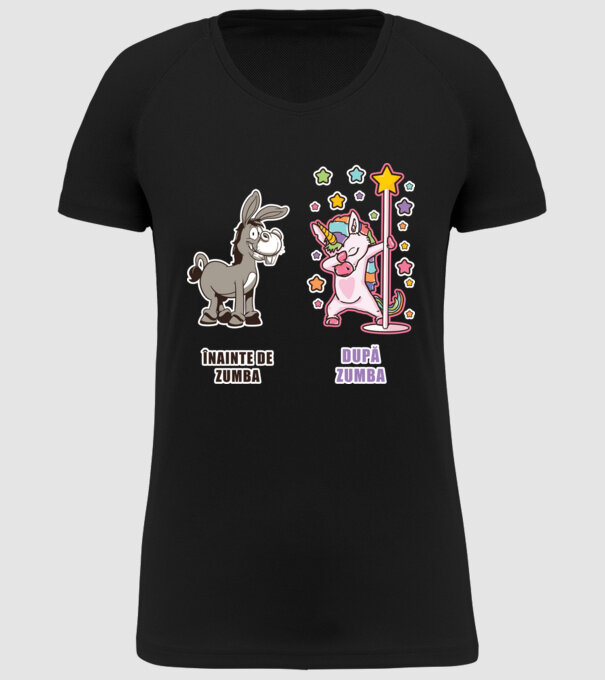 Înainte de Zumba-După Zumba model negru pe tricou