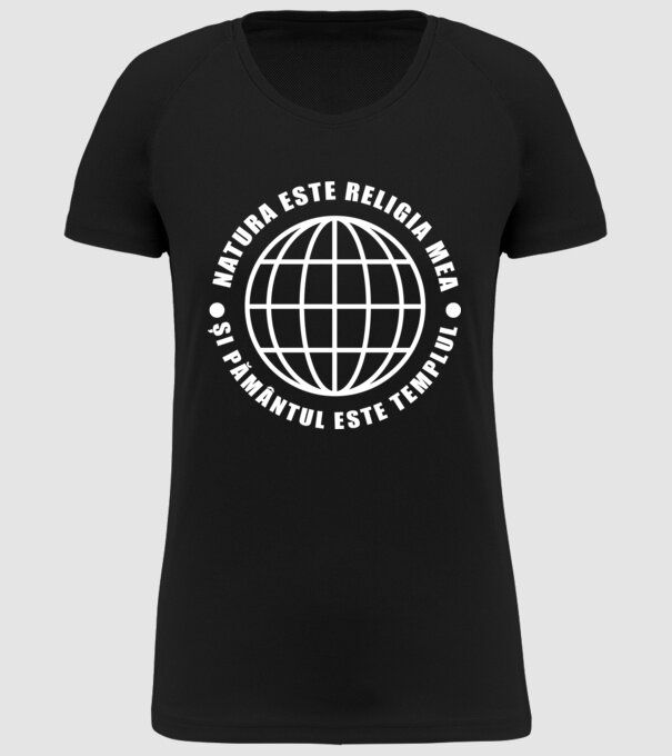 Natura este religia mea model negru pe tricou