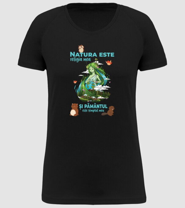 Natura este religia mea și pământul este templul meu model negru pe tricou