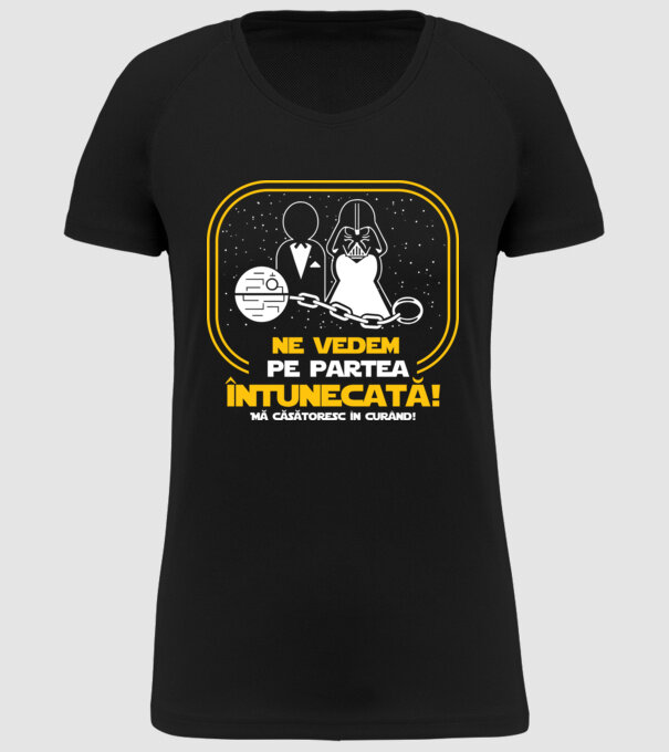Ne vedem pe partea întunecată model negru pe tricou