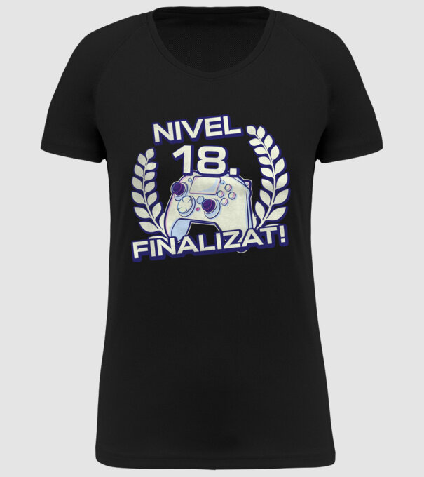 Nivel 18 finalizat! model negru pe tricou