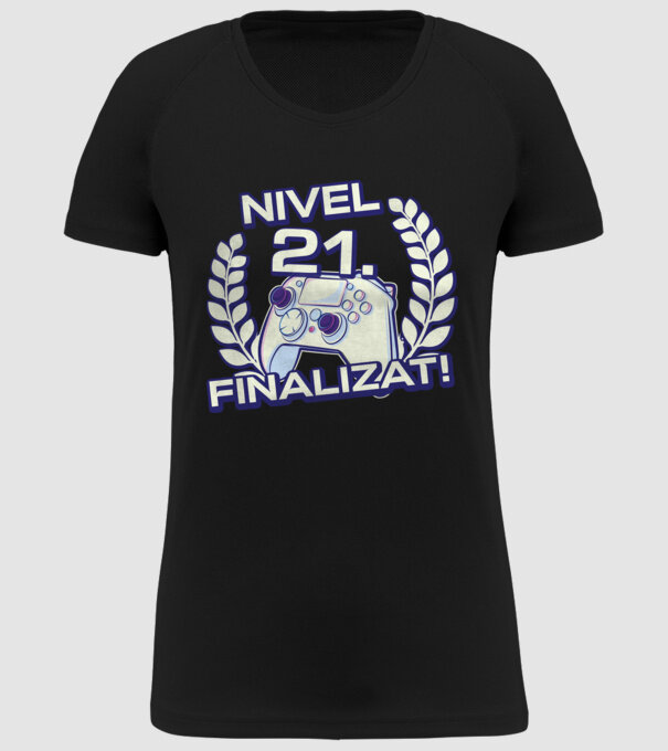Nivel 21 finalizat! model negru pe tricou