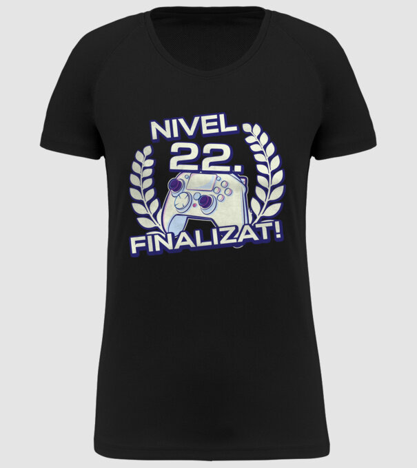 Nivel 22 finalizat! model negru pe tricou