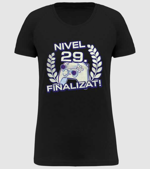 Nivel 29 finalizat! model negru pe tricou
