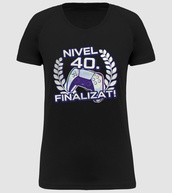 Nivel 40 finalizat! model negru pe tricou