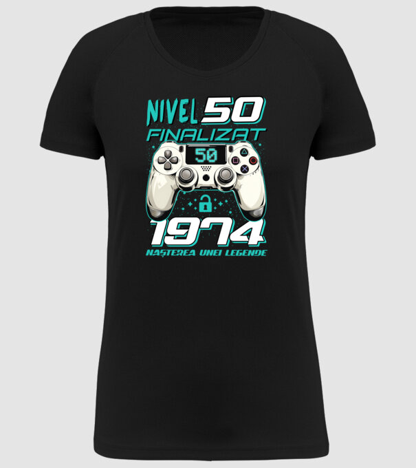 Nivel finalizat 50 1975 model negru pe tricou
