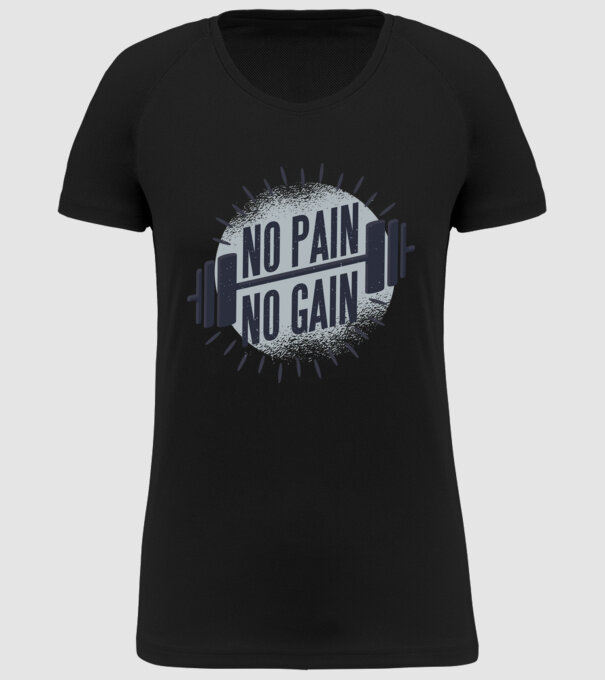 No pain no gain round model negru pe tricou