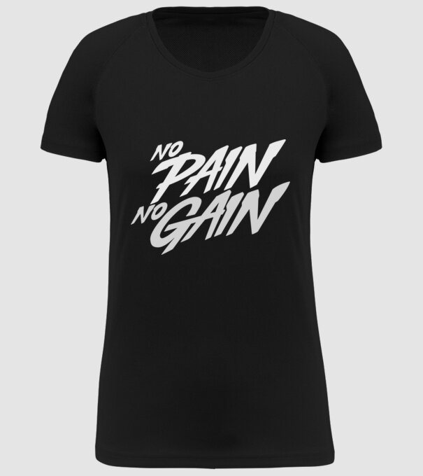 No Pain No Gain typography model negru pe tricou