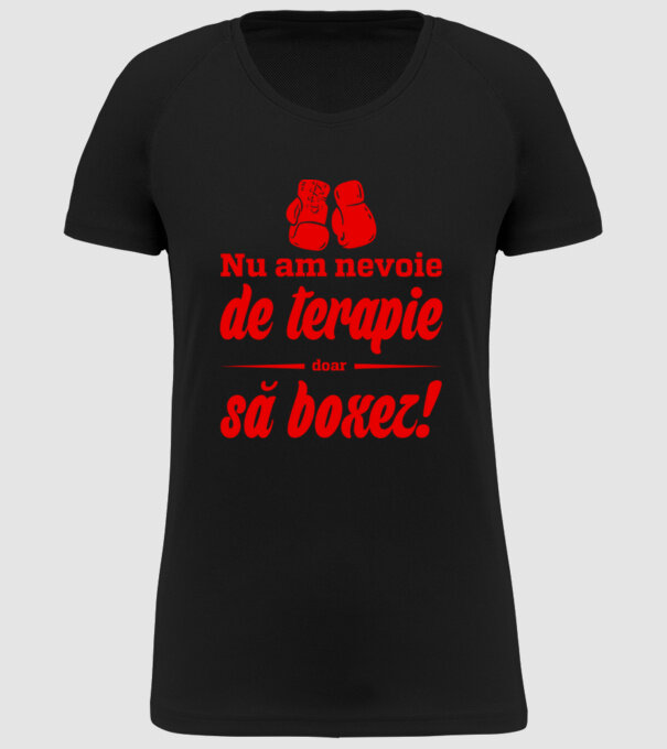 Nu am nevoie de terapie! Doar să boxez. model negru pe tricou
