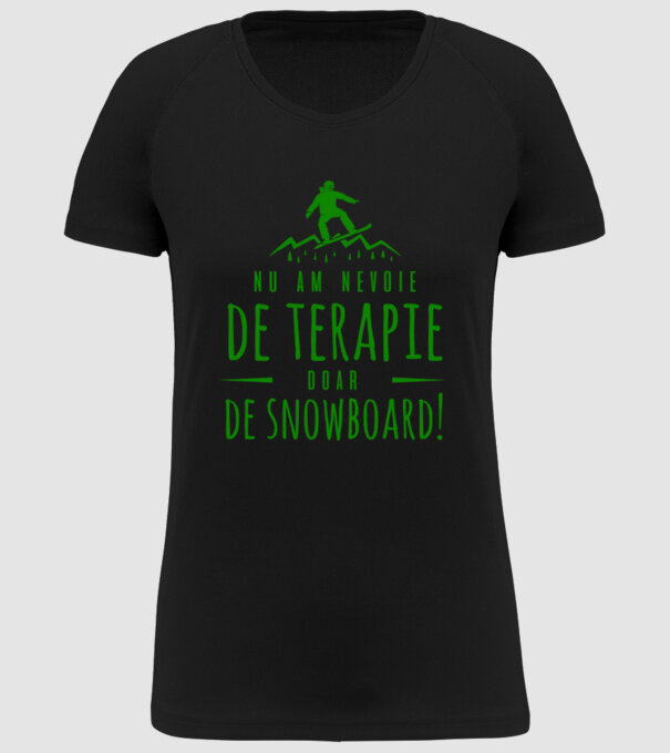nu am nevoie de terapie doar de snowboard! model negru pe tricou