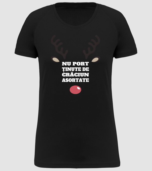 Nu port ținute de crăciun asortate crăciun chiar căprioară Negru model negru pe tricou