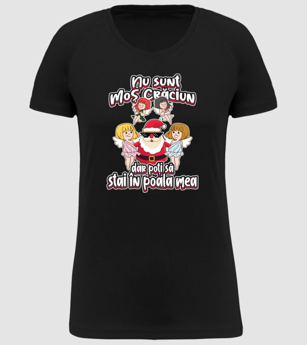 Nu sunt Moș Crăciun, dar poți să stai în poala mea model negru pe tricou