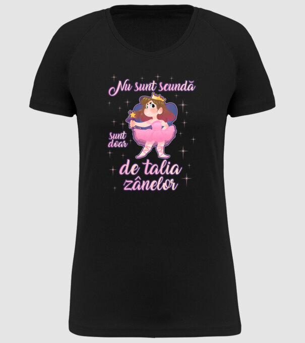 nu sunt scundă, sunt doar de talia zânelor model negru pe tricou