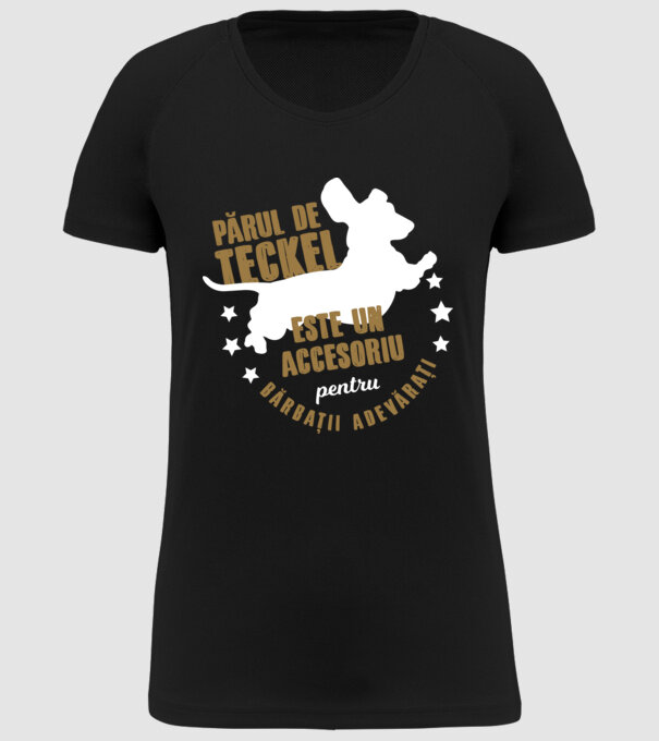 părul de teckel este un accesoriu pentru bărbații adevărați model negru pe tricou
