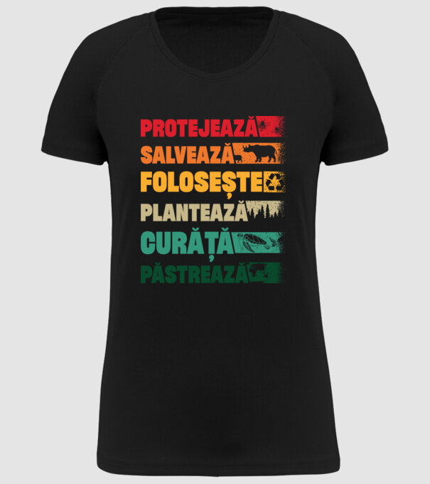 protejează salvează păstrează model negru pe tricou