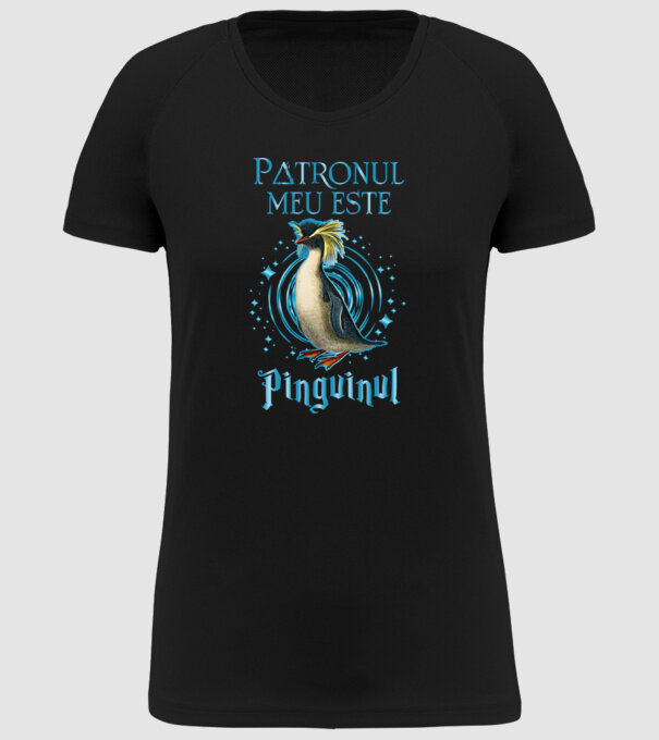 Patronul meu este PINGUINUL model negru pe tricou