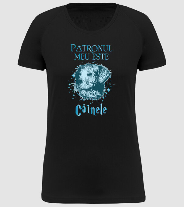 Patronul meu este CÂINELE model negru pe tricou
