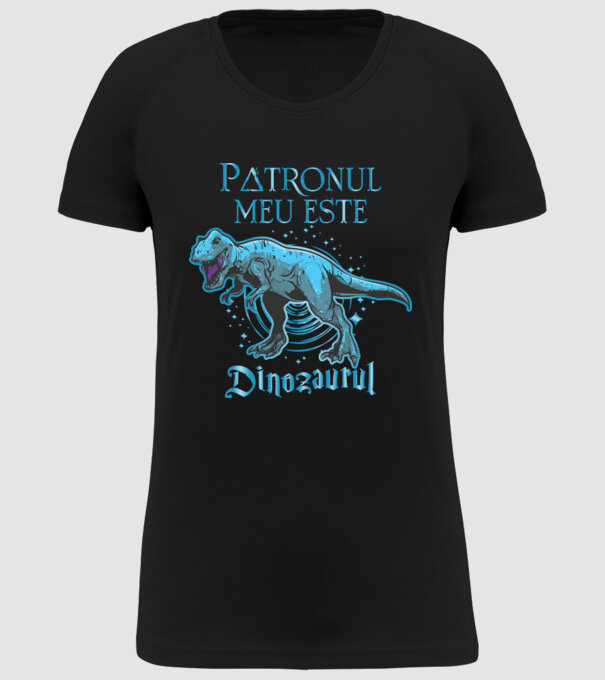Patronul meu este dinozaurul model negru pe tricou