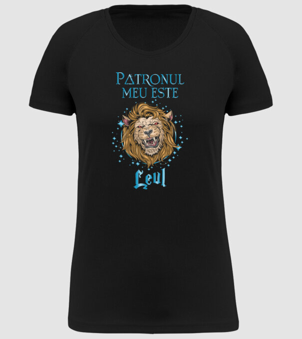 Patronul meu este LEUL model negru pe tricou