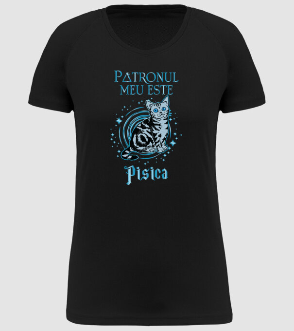 Patronul meu este PISICA model negru pe tricou