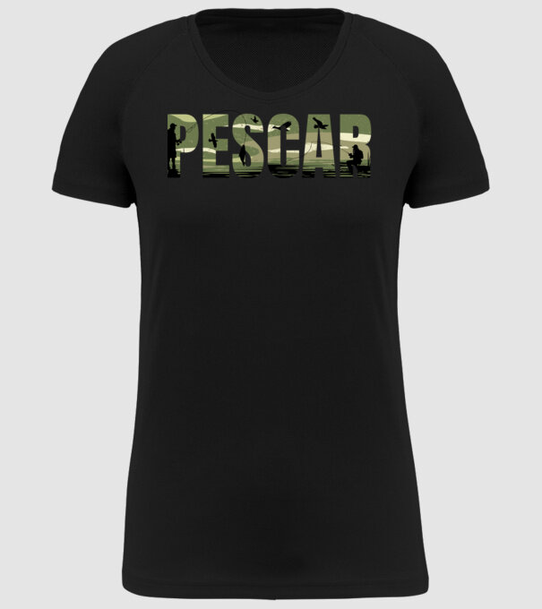 PESCAR model negru pe tricou