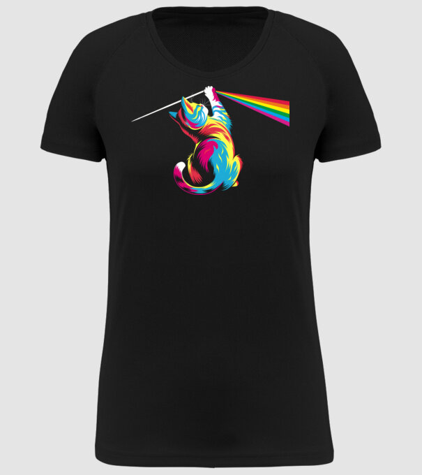 Pisica prismă model negru pe tricou